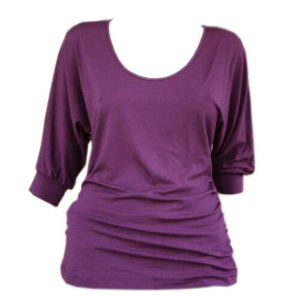 TB Tambour Scoop Neck Top - Grape Wine NWT